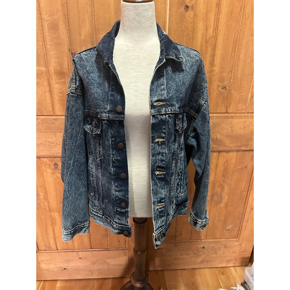 Vintage 80s Levis 70507 0227 4 Pocket Galactic Wash Trucker Blue Jean Jacket L